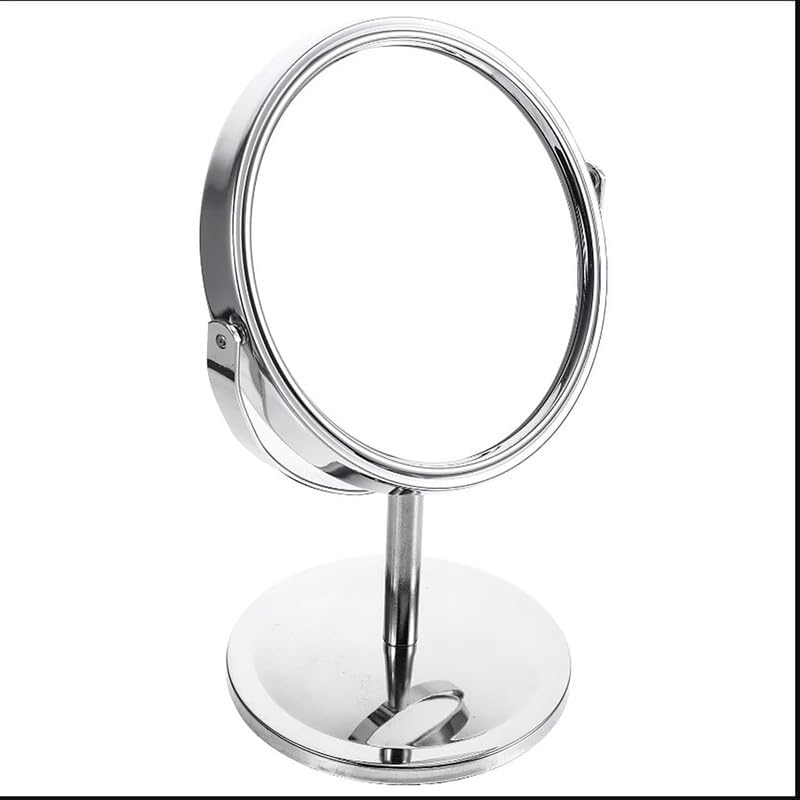 DAISO Mini Standing Mirror - Circle Shape, Silver Glass, Portable Tabletop Mirror - Image 2